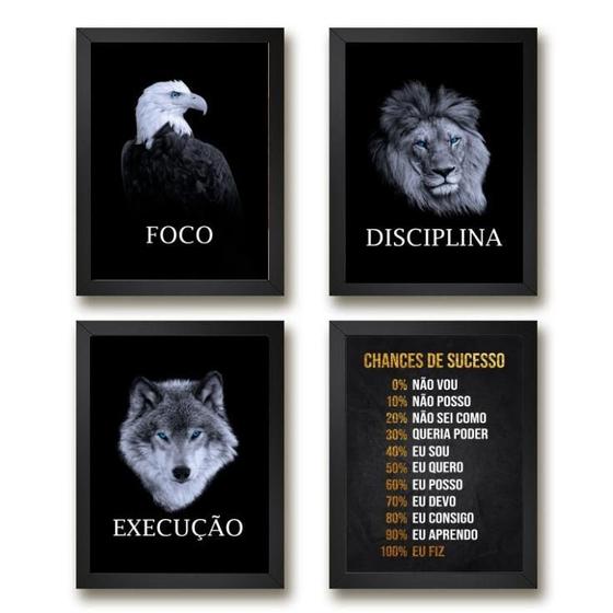 Imagem de Kit 4 Quadros Motivacionais 33x24cm - Madeira Branca