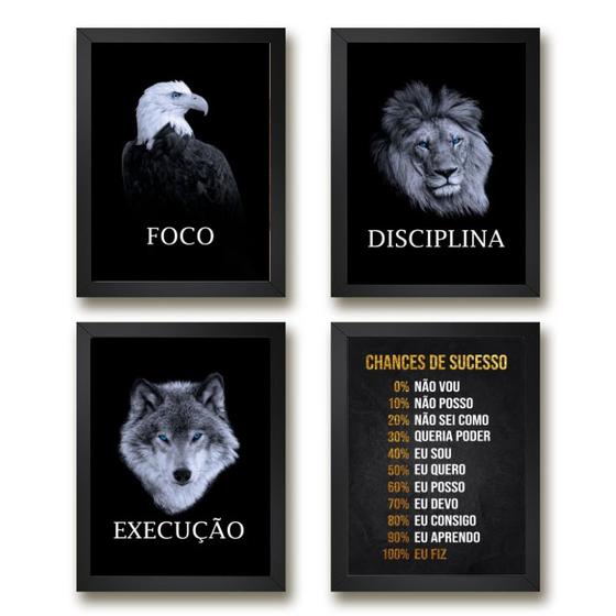 Imagem de Kit 4 Quadros Motivacionais ParaEmpresa 24x18cm - com vidro