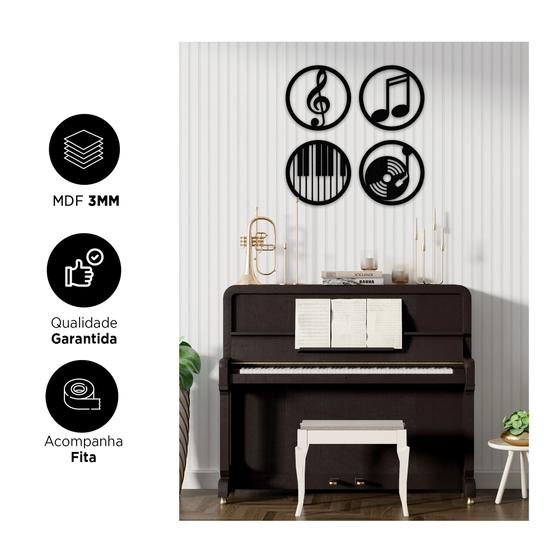 Imagem de Kit 4 Quadros Notas Musicais Vazado Decorativo MDF