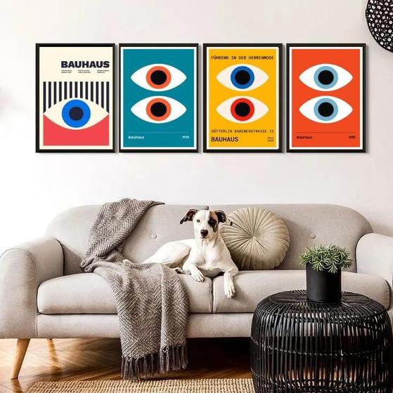 Imagem de Kit 4 Quadros Olhos Coloridos Bauhaus 33X24Cm - Com Vidro