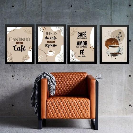 Imagem de Kit 4 Quadros Para Cantinho Do Café 33X24Cm - Com Vidro