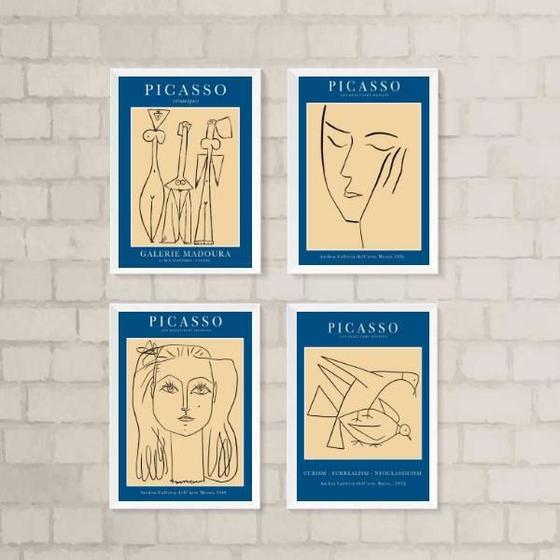 Imagem de Kit 4 Quadros Picasso 33x24cm - Com Vidro