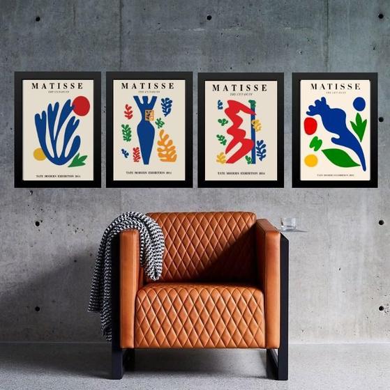 Imagem de Kit 4 Quadros Posters Matisse Colorido 24X18Cm