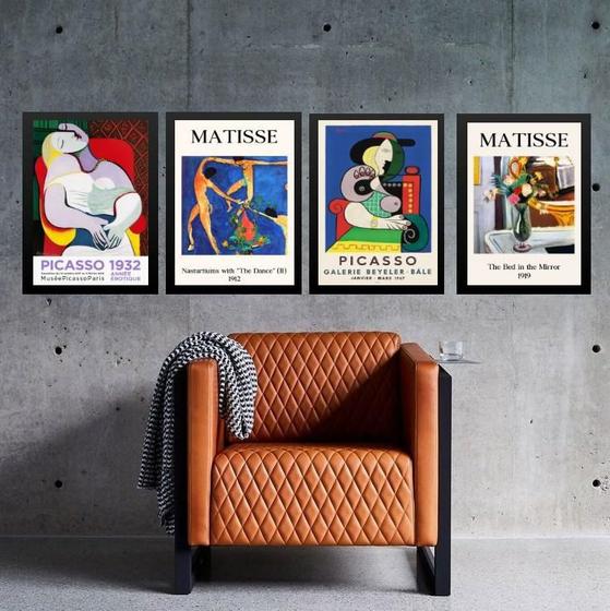 Imagem de Kit 4 Quadros Vintage Posters Matisse E Picasso 24X18Cm