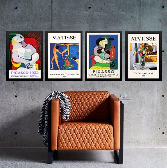 Imagem de Kit 4 Quadros Vintage Posters Matisse e Picasso 24x18cm