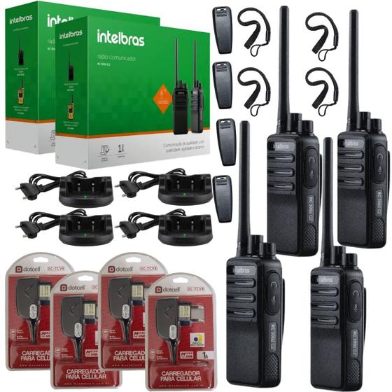 Imagem de Kit 4 Rádio Comunicador Intelbras RC3002 Com Carregador V8 Bivolt