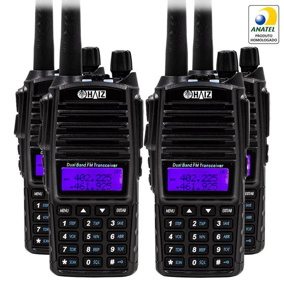 Kit 4 Rádio Comunicador Segurança Walkie Talkie 5W Bf VHF UHF Dual Band Haiz UV-82 Menor preço em Kit 4 Rádio Comunicador Segurança Walkie Talkie 5W Bf VHF UHF Dual Band Haiz UV-82