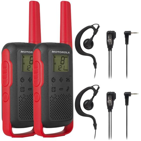 Imagem de Kit 4 Rádios Comunicador Motorola T210BR com 4 Fones de Ouvido Reforçado