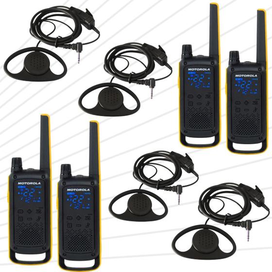 Imagem de Kit 4 Radios Comunicadores T470BR E Fones Resistentes Modelo Concha P1 