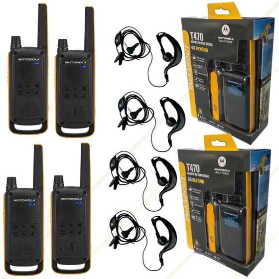 Imagem de Kit 4 Rádios Motorola Talkabout T470BR UHF Com Fones de Ouvido