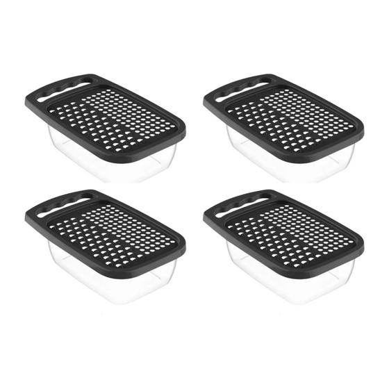 Imagem de Kit 4 Raladores De Legumes Com Dispenser 1350ML Preto Com Alça