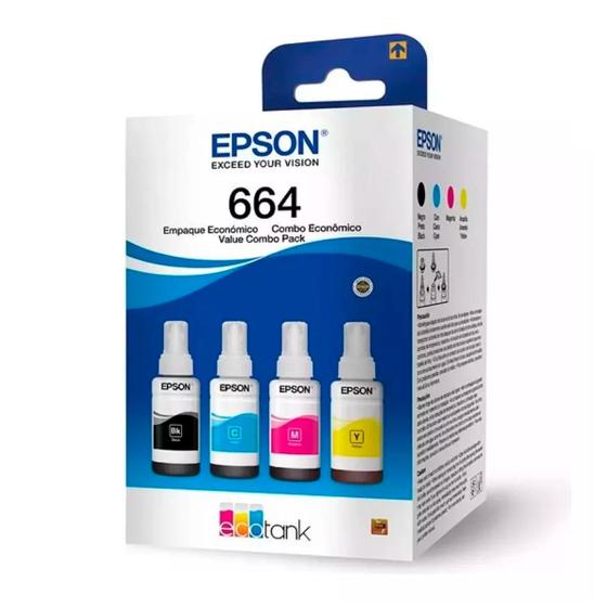 Imagem de Kit 4 Ref Tinta Original Epson T664 L365 L375 L395 L380 L220