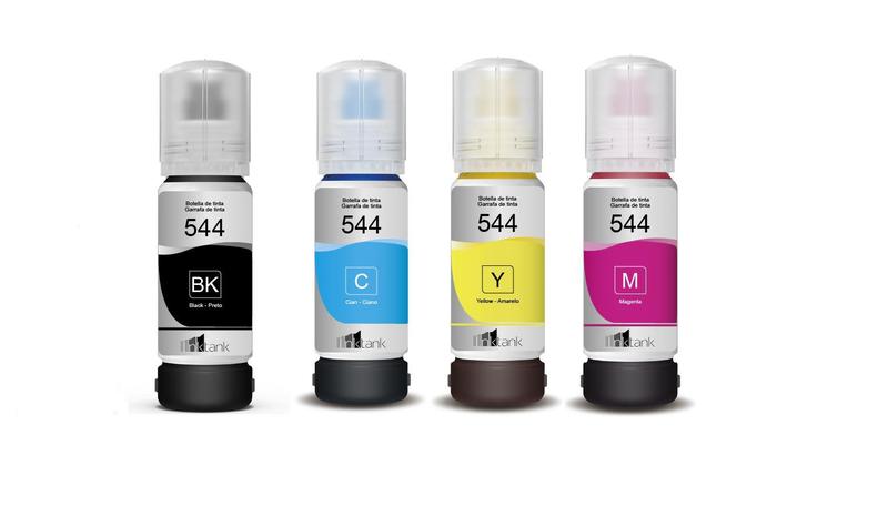 Kit 4 Refil De Tinta 544 Para L3110 L3150 L3250 - 65ml Menor preço em Kit 4 Refil De Tinta 544 Para L3110 L3150 L3250 - 65ml