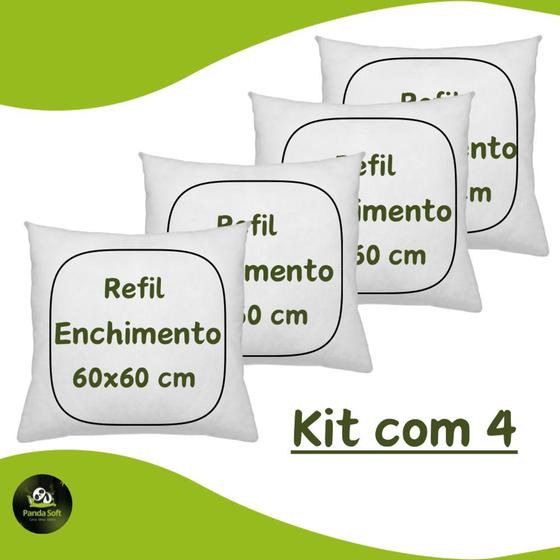 Imagem de Kit 4 Refil Enchimento De Almofada 60x60 Fibra Siliconada