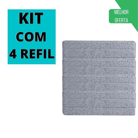 Kit 4 Refil Microfibra Mop Flat Esfregão Menor preço em Kit 4 Refil Microfibra Mop Flat Esfregão