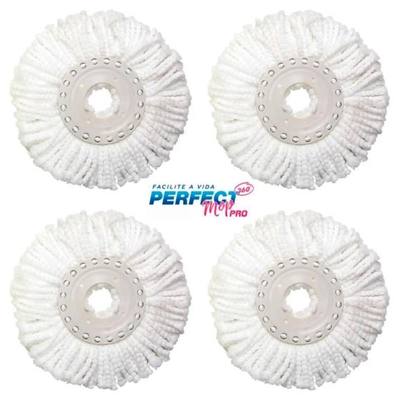 Kit 4 Refil Perfect Pro E Mop Move 360 Microfibra Luxo Limpeza Pesada Esfregão A Seco 972231 Menor preço em Kit 4 Refil Perfect Pro E Mop Move 360 Microfibra Luxo Limpeza Pesada Esfregão A Seco 972231