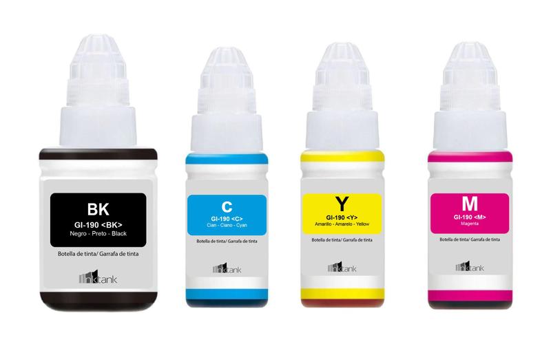 Kit 4 Refil Tinta Gi-190 1100 2100 3100 4100 G2110 G3110 G4111 Menor preço em Kit 4 Refil Tinta Gi-190 1100 2100 3100 4100 G2110 G3110 G4111