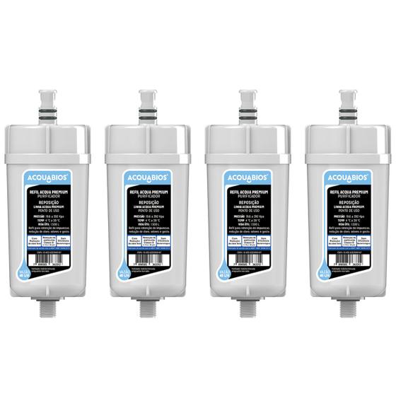Imagem de Kit 4 Refis Purificadores de Água com Tripla Filtragem para Torneira com Filtro Premium Acquabios