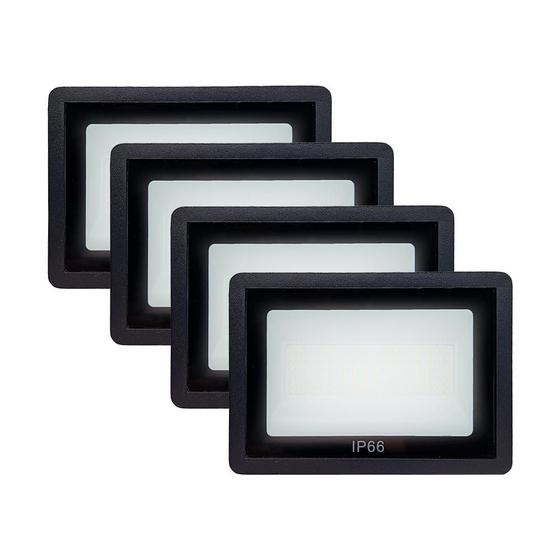 Imagem de Kit 4 Refletor Led Holofote 400w Branco Frio Ip66 Bivolt Para Quintal Area Condominio Empresa uso Externo
