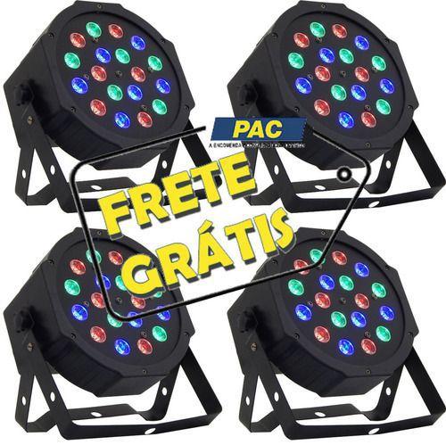 Imagem de Kit 4 Refletor Led Par 64 Rgb 18 Leds De 1w, Digital, Strobo