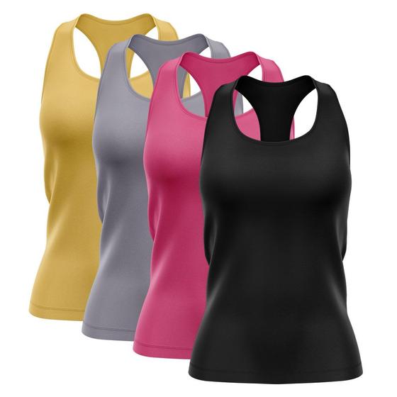 Imagem de Kit 4 Regatas Nadador Feminina Blusa Dry Academia Camiseta Camisa Treino