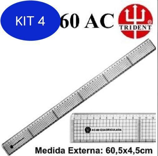 Imagem de Kit 4 Régua Para Corte E Costura- 60Cm Acrílica