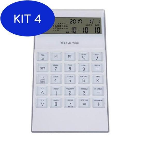 Imagem de Kit 4 Relógio Calculadora E Calendário Herweg Branca