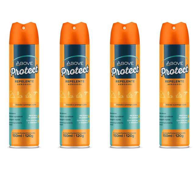 Imagem de Kit 4 Repelente Aerosol Protect Above Secagem Rápida 150Ml