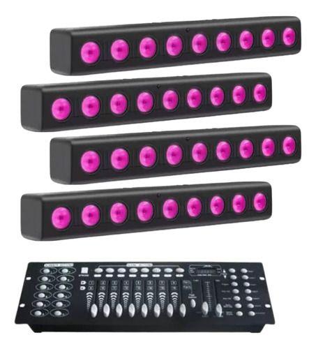 Imagem de Kit 4 Ribaltas Pixel 9 Leds Rgbw 4in1  Mesa Dmx