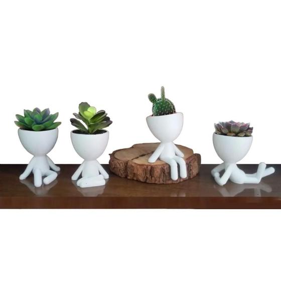 Imagem de Kit 4 Robert Plant Bob com 10 a 13cm Altura Vasos Decorativos para suculentas e cactos e plantas diversas.