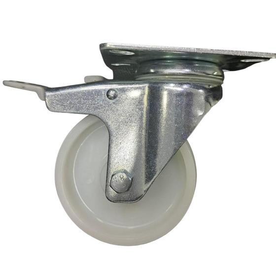 Imagem de Kit 4 Roda Rodízio Giratório Com Base 4" Carga Max 90kg + Freio 
