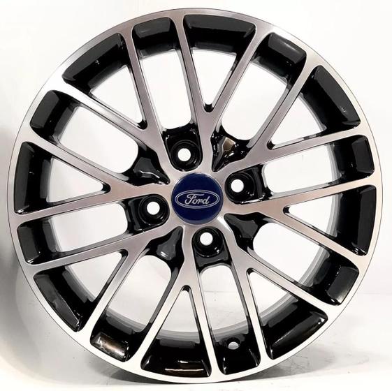 Imagem de Kit 4 Rodas Aro 15 Ford Ka New Fiesta Ecosport  4x108 Cor Preta Diamantada