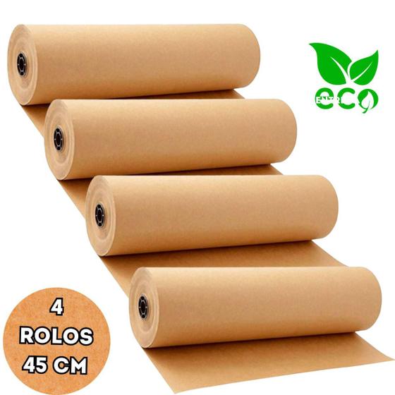 Imagem de Kit 4 Rolos De Papel Semi Kraft 45 CM x 50M Embalagem Mascaramento e Automotivo