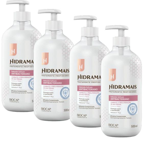 Imagem de Kit 4 Sabonete Gel Softcare Antibacteriano 500 ml Hidramais