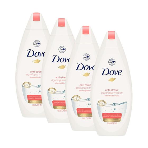 Kit 4 Sabonete Líquido Dove Anti-stress Água Micelar 250ml Menor preço em Kit 4 Sabonete Líquido Dove Anti-stress Água Micelar 250ml