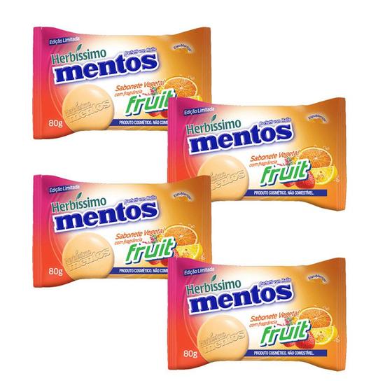 Imagem de Kit 4 Sabonete Mentos Fruit Sabão em Barra 80g Herbíssimo