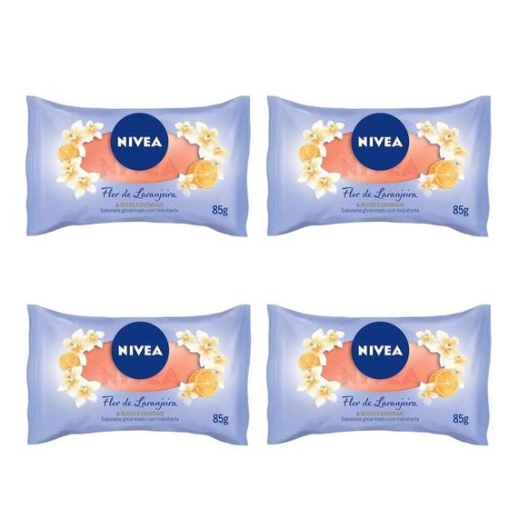 Imagem de Kit 4 Sabonetes Barra Hidratante Nivea Flor Laranjeira 85g