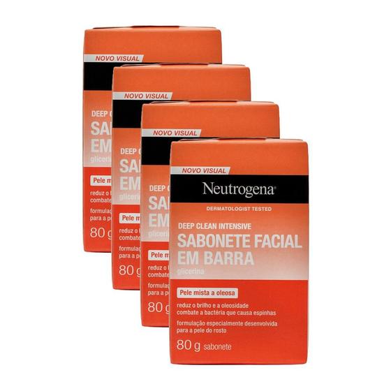 Imagem de Kit 4 Sabonetes Facial Neutrogena Deep Clean 80g