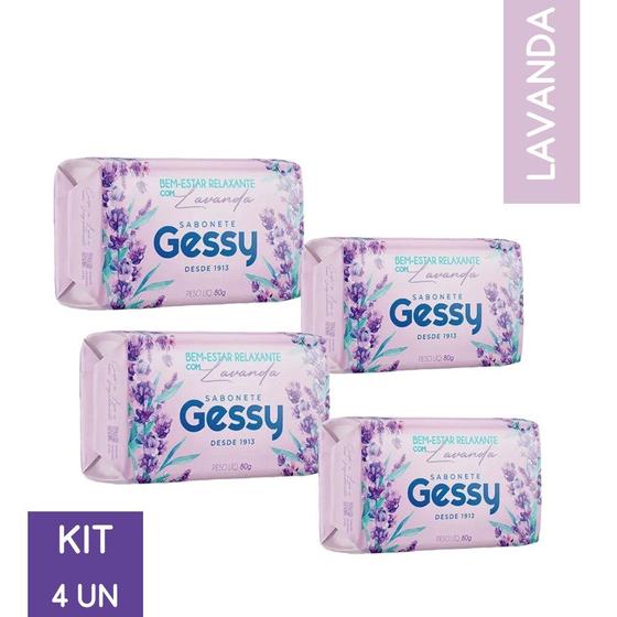 Imagem de Kit 4 Sabonetes Gessy Bem Estar Relaxante Lavanda 80g