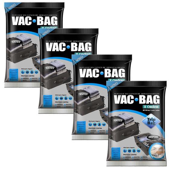 Imagem de Kit 4 Saco Vácuo Vac Bag Ordene Trip Bag Reduz Espaço Mala