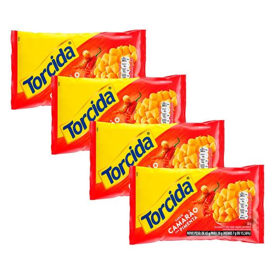 Kit 4 Salgadinho Torcida Sabor Camarão com Pimenta 38g - Elma Chips ...