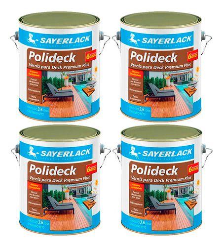 Imagem de Kit 4 Sayerlack Polideck Semi-brilho 3,6lt Hidrorrepelente Madeira