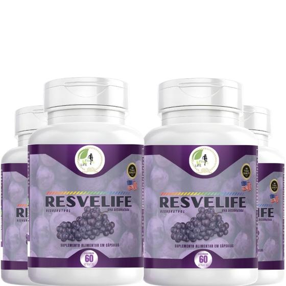 Imagem de KIT 4 Semente de Uva Resveratrol ResveLife 60 Cáps Fits Life