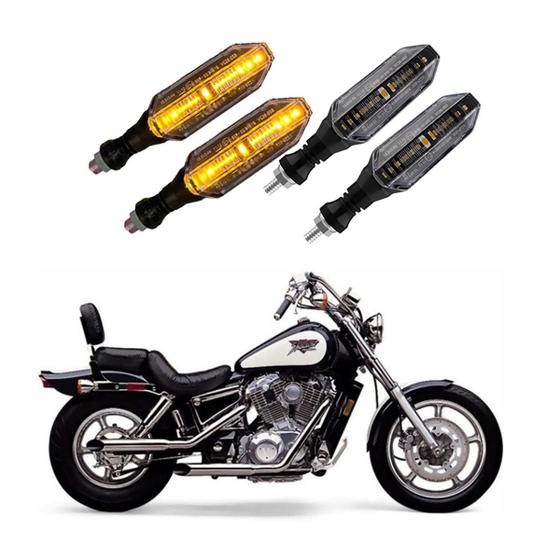 Imagem de KIT 4 Seta Esportiva Pisca de Led Modelo P26 Para Moto SHADOW VT 1100 Ano 2016 2017 2018201920202021