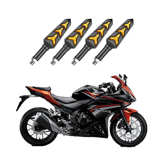 Imagem de KIT 4 Seta Sequencial Pisca de Led Universal Modelo P09S Estrela Moto CBR 500R Ano 2004 2005 2006200720082009