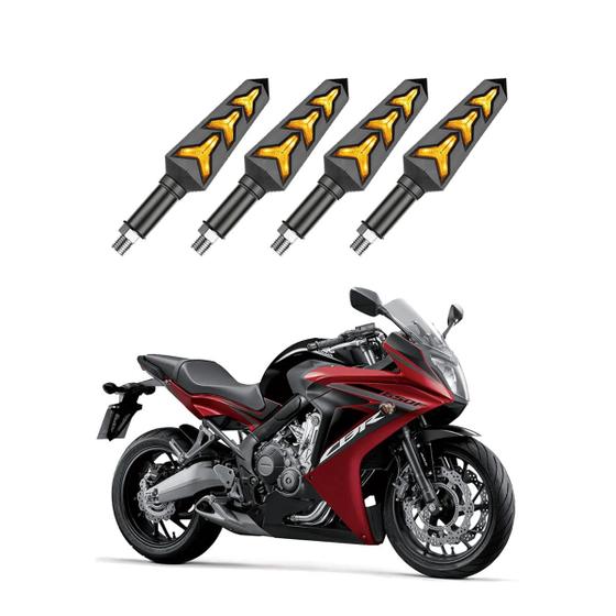 Imagem de KIT 4 Seta Sequencial Pisca de Led Universal Modelo P09S Estrela Moto CBR 650F Ano 2004 2005 2006200720082009