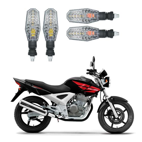 Imagem de Kit 4 Setas Dianteiro E Traseiro Modelo PF-01 Para Moto Honda CBX250 TWISTER 2010 2011 2012 2013 2014 2015
