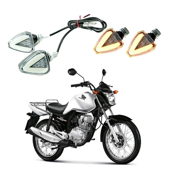 Imagem de KIT 4 Setas Esportiva Pisca de Led Modelo P07 para Moto Honda CG 150 CARGO 2010 2011 2012 2013 2014 2015