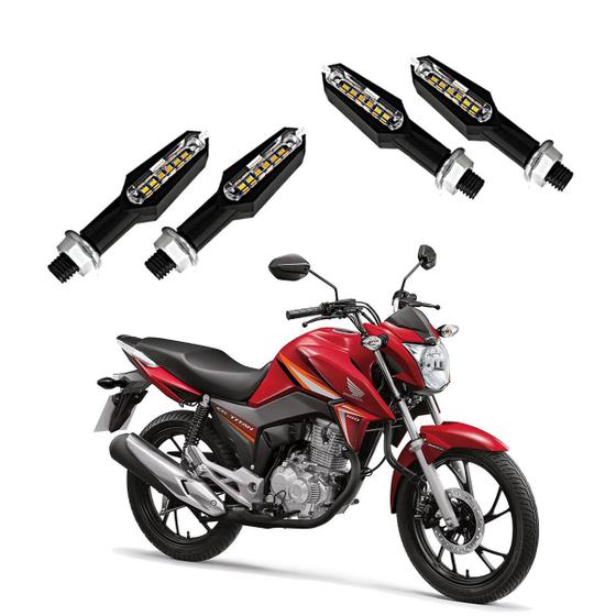 Imagem de KIT 4 Setas Esportiva Pisca de Led Modelo P29 Para Moto Honda CG 160 TITAN SE 2016 2017 2018 2019 2020 2021