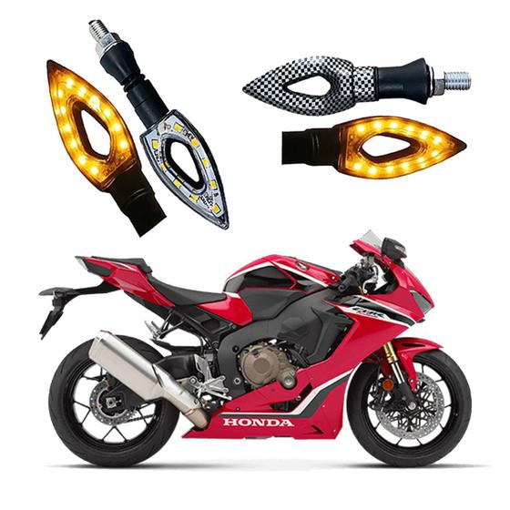 Imagem de Kit 4 Setas Esportivas Led P01C Carbono Modelo Flecha vazado Moto CB 1000R Ano 2016 2017 2018 2019 2020 2021
